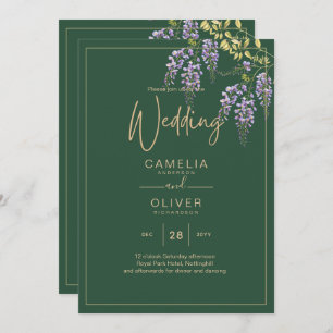 Invitation LeahG Green Purple WISTERIA Wedding INVITE