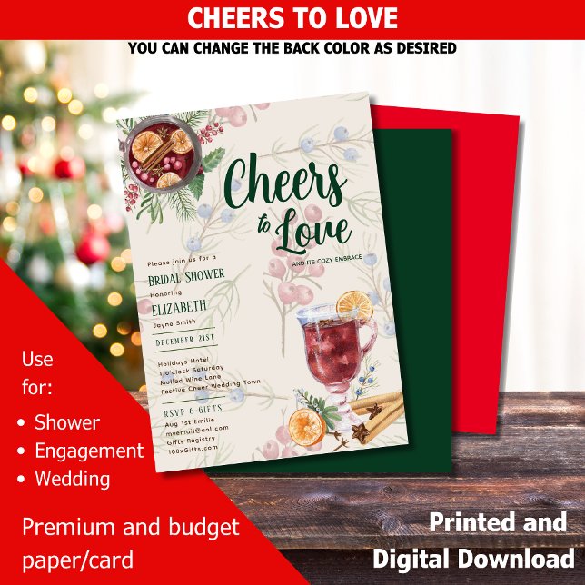 Invitation LeahG Hiver Cheer Mulled Wine Douche Mariage (Créateur téléchargé)