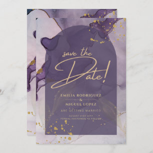 Invitation LeahG Ink Ombre violet Lavender Mariage or
