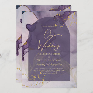 Invitation LeahG Ink Ombre violet Lavender Mariage or