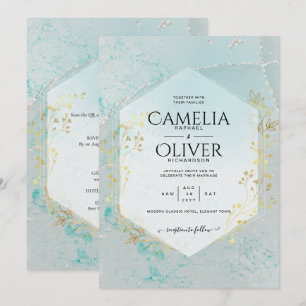 Invitation LeahG INK Verre de mer Turquoise Gold Aqua INVITAT