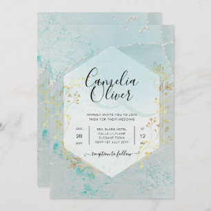 Invitation LeahG INK Verre de mer Turquoise Gold Aqua INVITAT