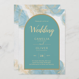 Invitation LeahG INK Verre de mer Turquoise Turquoise or INVI