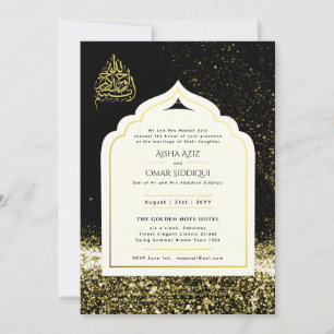 Invitation LeahG Mariage islamique Black Gold Mosque élégant