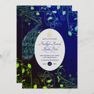 Invitation LeahG Peacock Bleu Islam Mariage invite