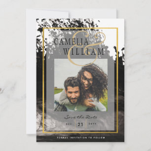 Invitation LeahG PHOTO Mariage Noir Or INK Save Date