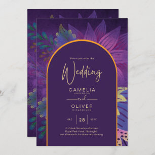 Invitation LeahG Plum Purple Gold JEWEL TONES Mariage INVITE