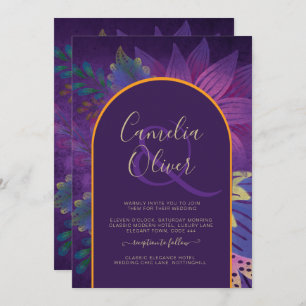 Invitation LeahG Plum Purple Gold JEWEL TONES Mariage INVITE