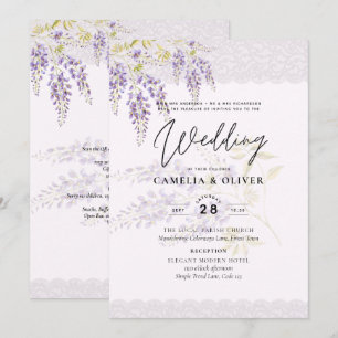 Invitation LeahG Purple WISTERIA Dentelle Florale Mariage INV