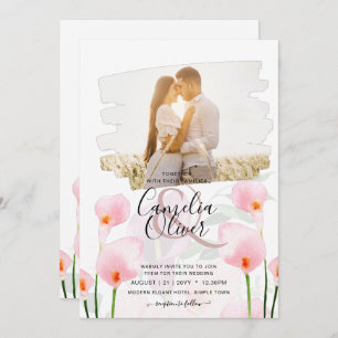 Invitation LeahG Rose Calla Lily PHOTO Overlay Mariage Invite