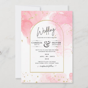 Invitation LeahG ROSE OR ENCRE Mariage Abstrait INVITE