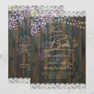 Invitation LeahG Rustic WISTERIA Dentelle Floral Wedding INVI