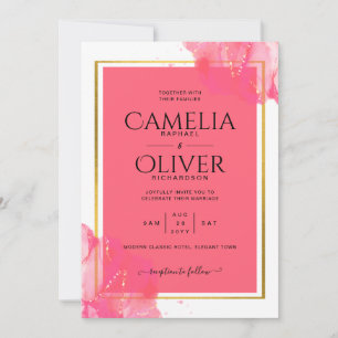 Invitation LeahG Saumon PINK OR MARIAGE alcool encre
