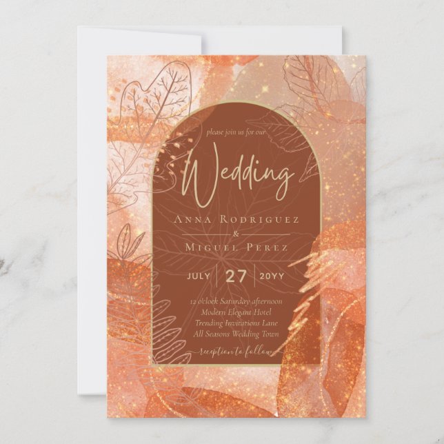 Invitation LeahG Terracotta Gold Automne Mariage de automne I (Devant)