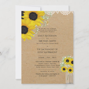Invitation LeahG Tournesols Messe Nuptiale Mariage catholique