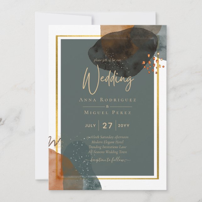 Invitation Leahg TURQUOISE TONNES DE TERRE MARIAGE INVITE QR  (Devant)
