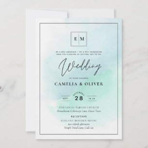 Invitation LeahG Verre de mer Turquoise Turquoise Bleu Mariag