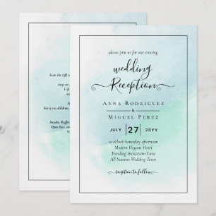 Invitation LeahG Verre de mer Turquoise Turquoise Bleu Mariag
