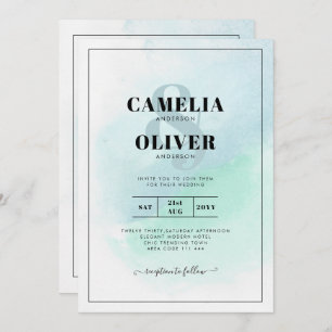 Invitation LeahG Verre de mer Turquoise Turquoise Bleu Mariag