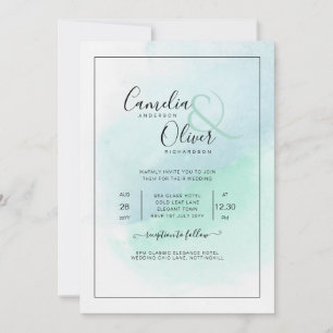 Invitation LeahG Verre de mer Turquoise Turquoise Bleu Mariag