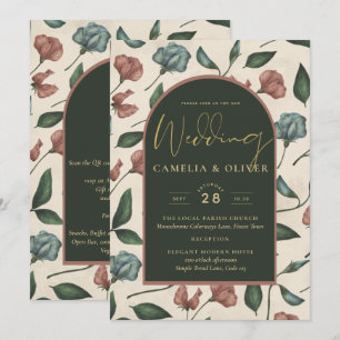 Invitation LeahG Vert Émeraude Terre Cuite Or Mariage D'AUTOM