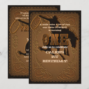 Invitation Leather Western Wild West Cowboy UN 1er anniversai
