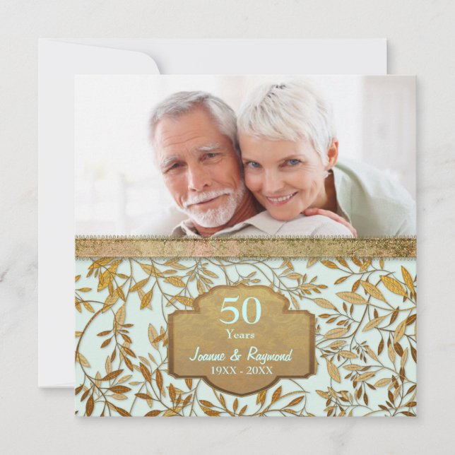 Invitation Leaves of Gold 50e anniversaire de mariage (Devant)
