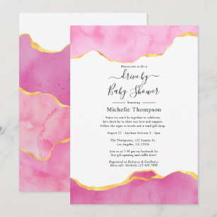 Invitation Lecteur d'agate rose et or par douche