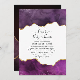 Invitation Lecteur d'agate violet et or par douche