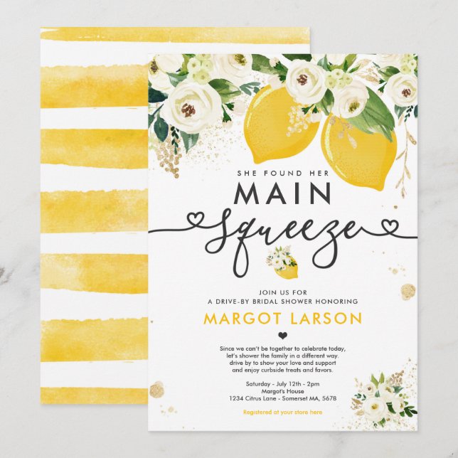 Invitation Lecteur De Citron Par Fête des mariées Citron Sque (Devant / Derrière)