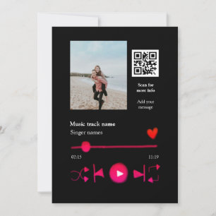 Invitation Lecteur de musique couple personnalisé code q r te