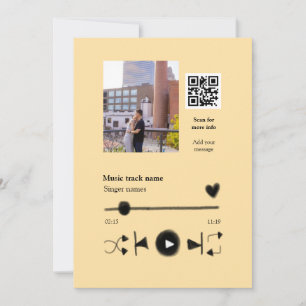 Invitation Lecteur de musique couple personnalisé code q r te