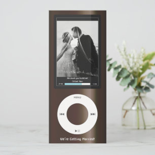 Invitation Lecteur de musique MP3 marron pour mariage