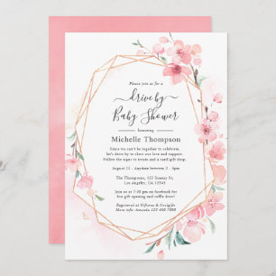 Invitation Lecteur Géométrique En Fleur De Cerisier Rose Par