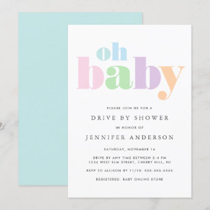 Invitation Lecteur par douche Oh Baby Pastel Minimal Modern