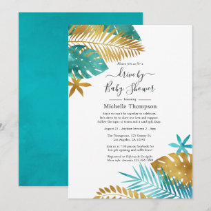 Invitation Lecteur turquoise et Gold Tropical par douche
