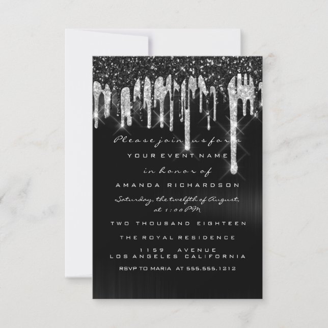 Invitation Lecteurs d'argent Black Bridal Sweet 16e Mariage (Devant)