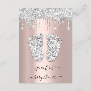 Invitation Lecteurs d'argent Gris Rose Baby Girl Douche pieds