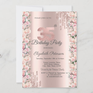 Invitation Lecteurs de cadres rose Rose Gold 35e anniversaire