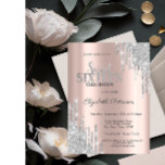 Invitation Lecteurs de Parties scintillant argent moderne Ros<br><div class="desc">Un Sweet 16 moderne,  chic et glamour avec parties scintillant goutte sur un arrière - plan or rose.</div>