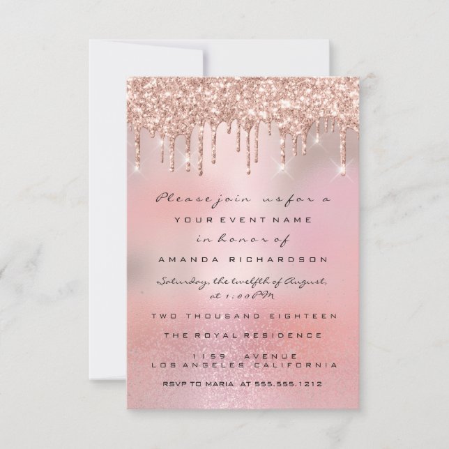 Invitation Lecteurs de Parties scintillant Glam Rose Gold Bri (Devant)