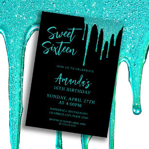 Invitation Lecteurs de Parties scintillant Turquoise moderne 
