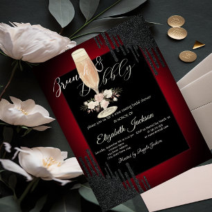 Invitation Lecteurs noirs, Verre, Rose, Brunch rouge & Bubbly