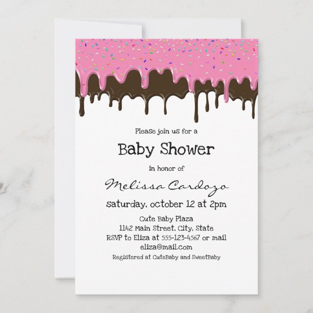 Invitation Lecteurs simples de fraises au chocolat - Baby sho (Devant)