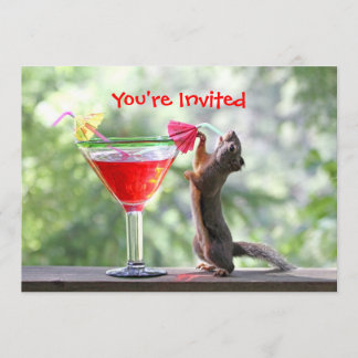 Invitation L'écureuil boit un cocktail à l'heure heureuse