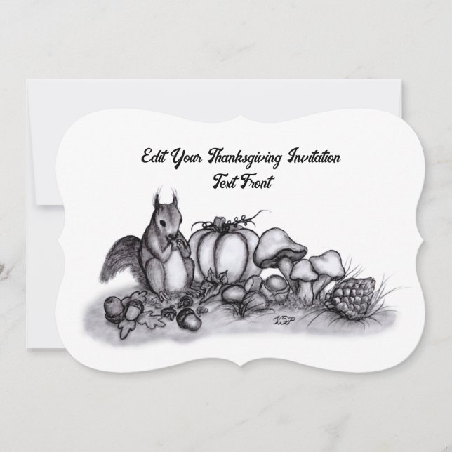 Invitation L'écureuil en Automne, Bon thanksgiving ! (Devant)