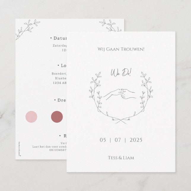 Invitation légale et neutre pour le mariage (Devant / Derrière)