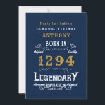 Invitation Légende Anniversaire<br><div class="desc">Pour ces légendes célébrant leur anniversaire, nous avons l'invitation idéale pour la fête d'anniversaire. L'arrière - plan bleu avec un design de typographie vintage blanc et or est simple et élégant avec une atmosphère rétro. Customisez facilement le texte de ce cadeau d'anniversaire en utilisant le modèle fourni. Plus de cadeaux...</div>