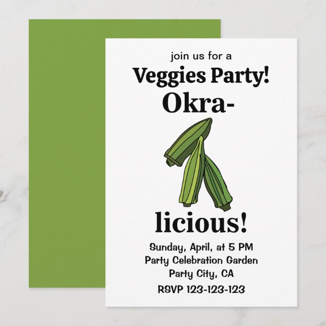 Invitation Légume Okra Légumes  (Devant / Derrière)
