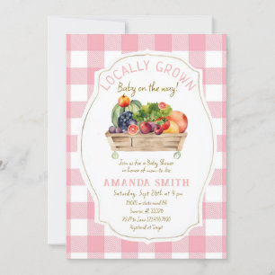 Invitation Légumes En vichy Baby shower de fruits rouges rose